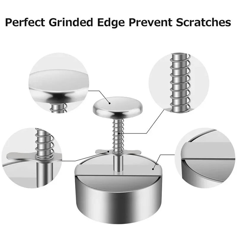 Adjustable Round Stainless Steel Hamburger Press – Non-Stick Patty Maker Kitchen Tool