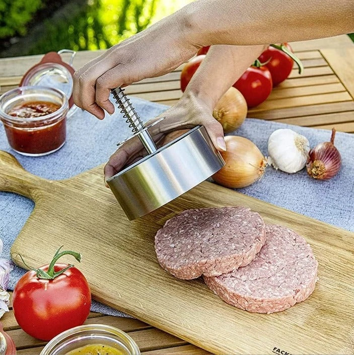 Adjustable Round Stainless Steel Hamburger Press – Non-Stick Patty Maker Kitchen Tool